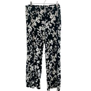 Chaus Black and White Floral Wide Leg Pants